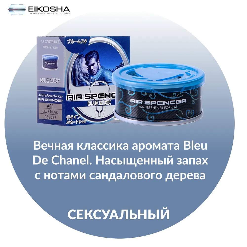 EIKOSHA ароматизатор для машины и дома меловой Spirit Refill - BLUE MUSK / ЛЕДЯНОЙ ШТОРМ, автомобильный парфюм