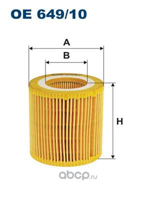 Фильтр масляный bmw 1 (f20/f21), 2 (f22), 3 (f30/f31), 3 gt (f34) Filtron OE 649/10