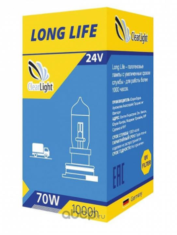 Лампа галогеновая Clearlight LongLife H4 24В 55Вт