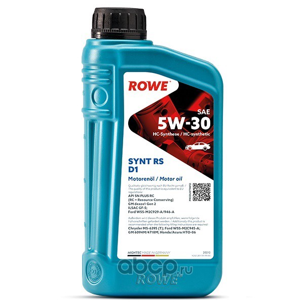 Масло моторное ROWE HIGHTEC SYNT RS D1 5W30 1л