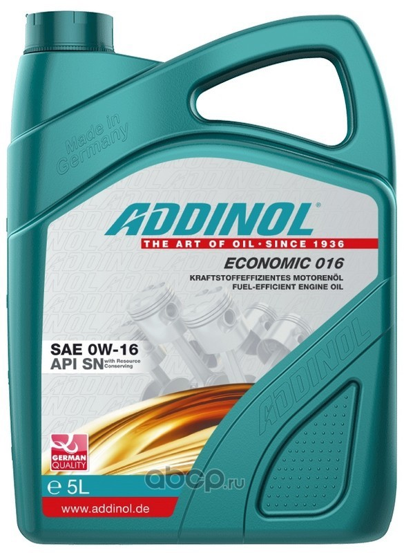 Масло моторное синтетическое Addinol Economic 016 0W-16, 5л