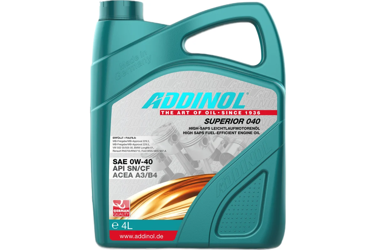 Масло моторное синтетическое Addinol Superior 0W-40, 4л