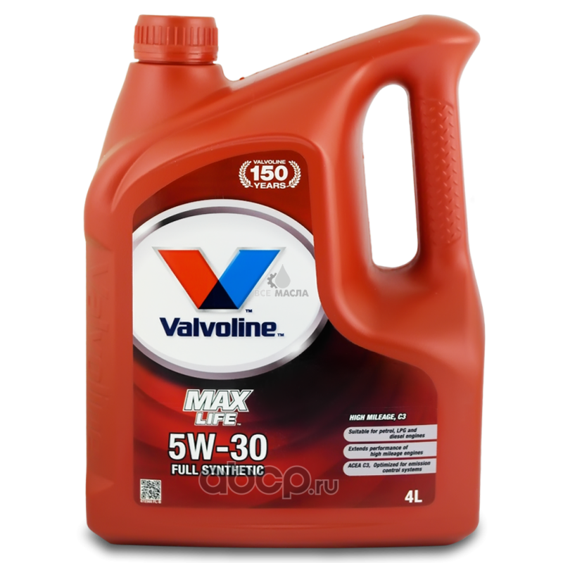 Масло моторное синтетическое Valvoline Maxlife C3 5W-30, 4л