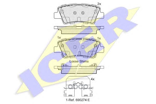 Задние тормозные колодки Hyundai Solaris/Kia Rio (Icer 182036)