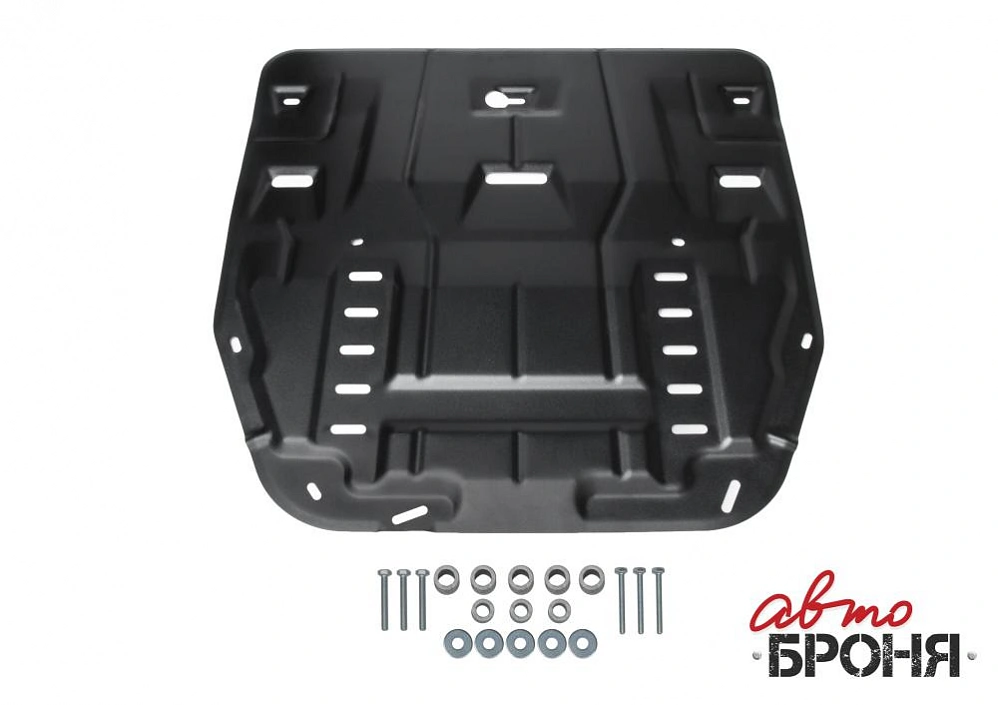 Защита картера + КПП + комплект крепежа, АвтоБРОНЯ, Сталь, KIA Sorento/KIA Sportage/Hyundai Santa Fe/Hyundai Tucson.